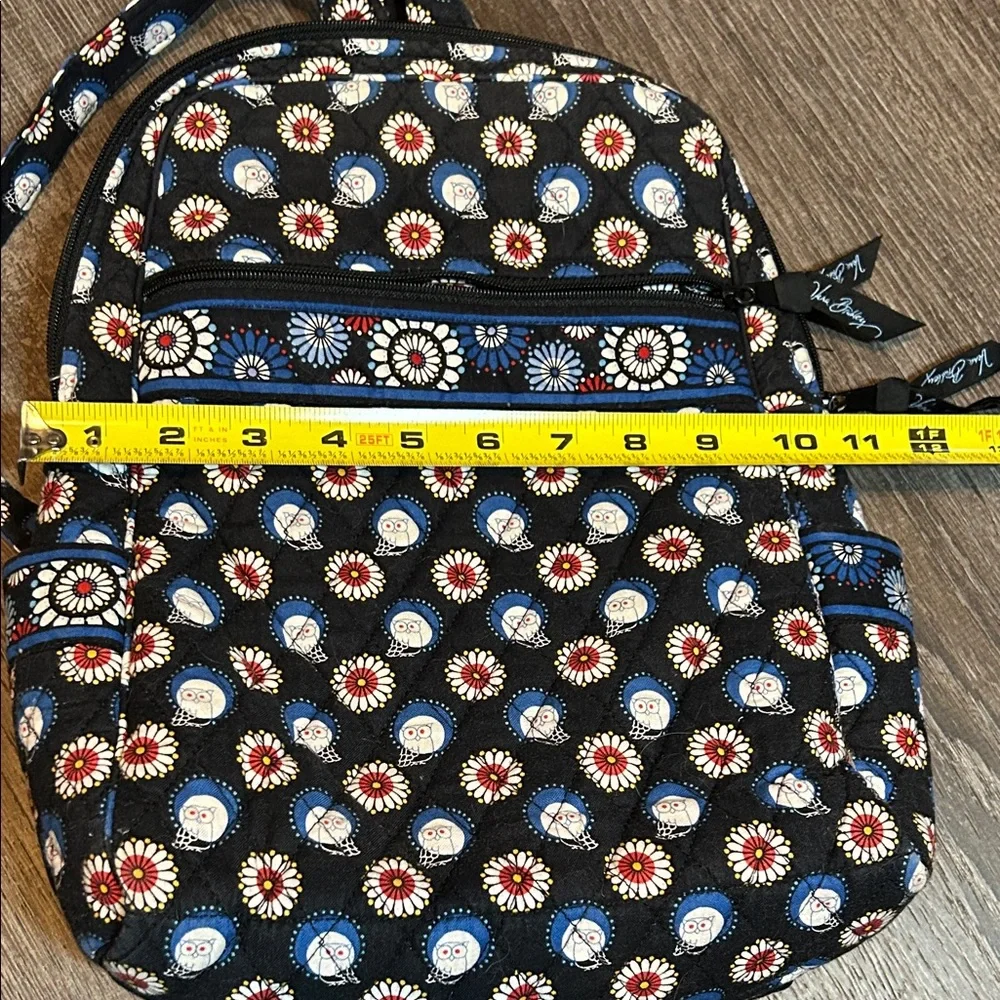 Vera Bradley Black and Red Floral Backpack owls